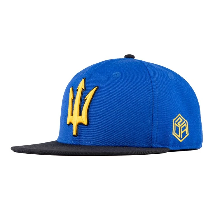 TCAP customize acrylic wool blend hat flat brim 6 panel fitted caps three-dimensional embroidery baseball hats