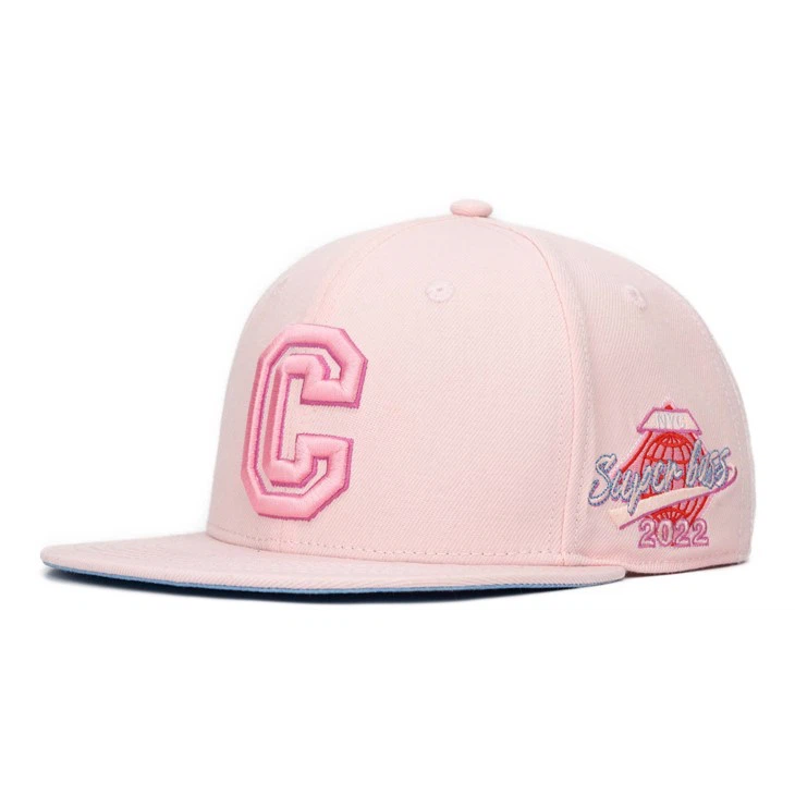 High Quality 6 Panel 3D Embroidery Flat Brim Two Tone Basketball Fitted Caps Custom Hats